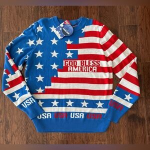 NWT Vintage LA Police Gear God Bless America Flag USA Oversized Pullover Size L